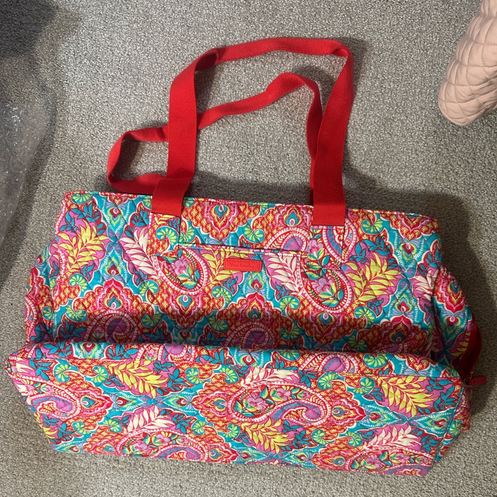 Vera Bradley Red Turquoise Pink Paisley Quilted duffel bag